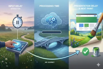 A visual metaphor for Interaction to Next Paint. The idea is a path that represents the user journey.